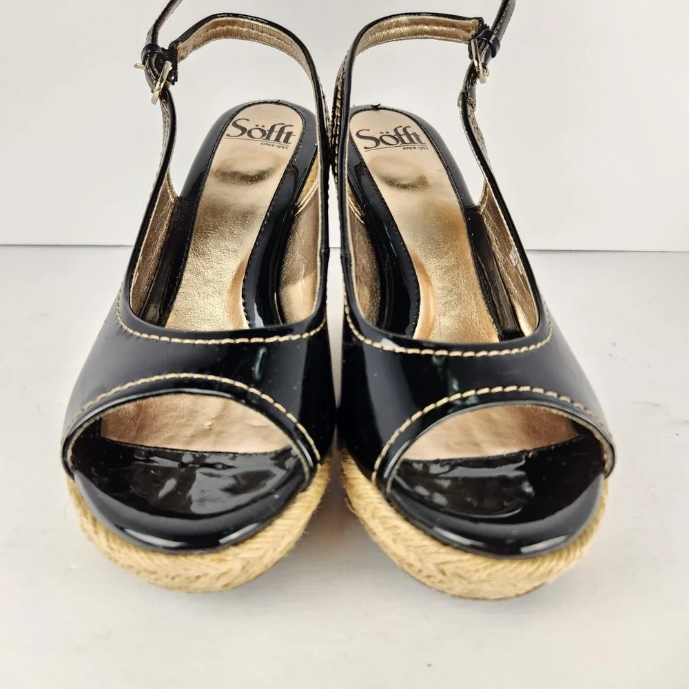 Sofft Women's‎ Slingback Platform Preppy Espadrilles Sandals Black Size 7.5M